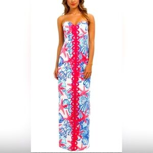 Lilly Pulitzer UNICORN Strapless Maxi Dress - HTF - She Sells Seashells